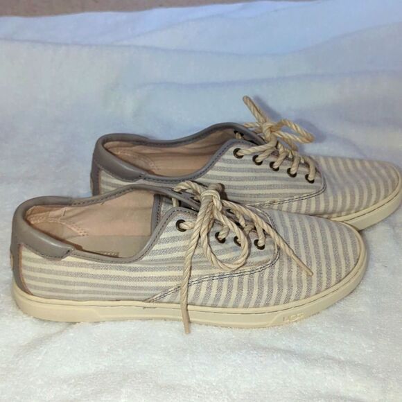 UGG Australian New Gray and White Eyan Espadrille Sneakers Size 8.5 - Picture 4 of 6